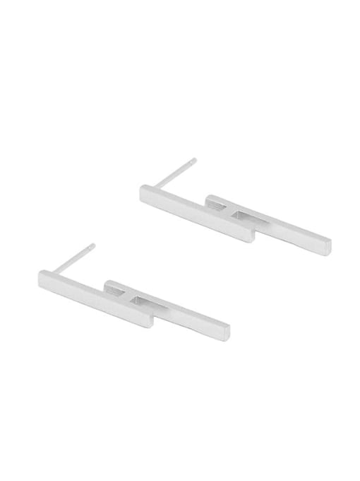 Silver [with pure Tremella plug] 925 Sterling Silver Smooth Geometric Minimalist Stud Earring